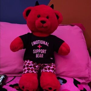 Build-A-Bear Emotional Support Bear - Red and Black
